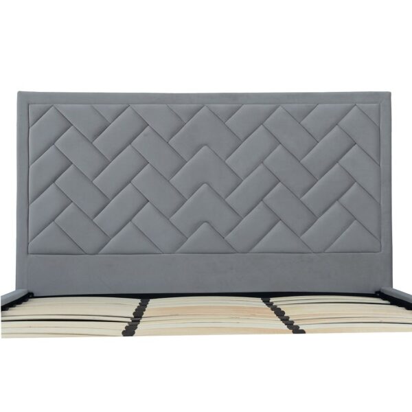 Manhattan Comfort Crosby Modern King-Size Upholstered Velvet Bedframe and Headboard in Grey