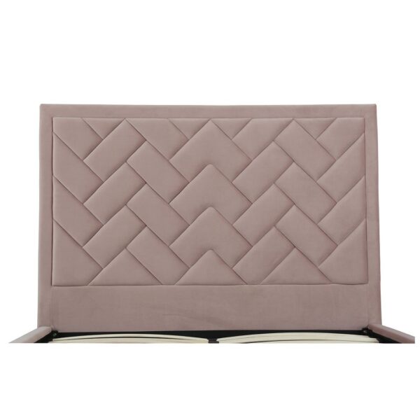 Manhattan Comfort Crosby Modern Queen-Size Upholstered Velvet Bedframe and Headboard in Blush