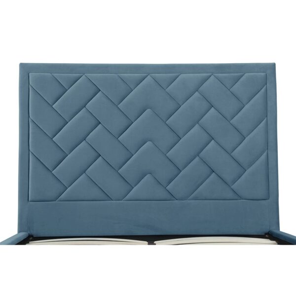 Manhattan Comfort Crosby Modern Queen-Size Upholstered Velvet Bedframe and Headboard in Blue