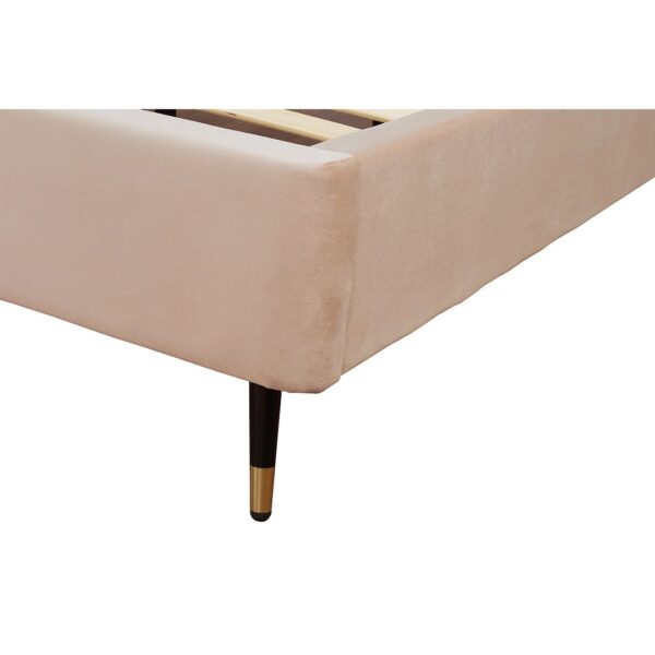 Manhattan Comfort Crosby Modern Queen-Size Upholstered Velvet Bedframe and Headboard in Nude