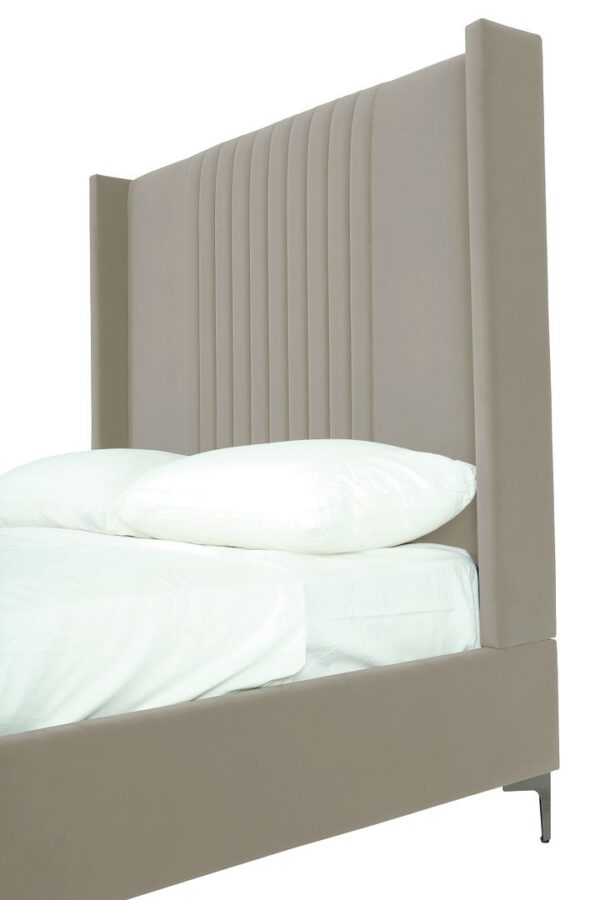 Manhattan Comfort Promenade Mid-Century Modern Velvet Upholstered Full- Size Bed in Rustic Taupe
