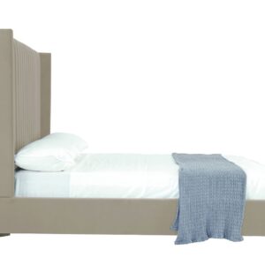 Manhattan Comfort Promenade Mid-Century Modern Velvet Upholstered Full- Size Bed in Rustic Taupe