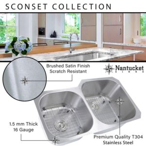 Nantucket Sinks NS3018-9-16 Sconset Collection 30 Inch Large Rectangle 16 Gauge Single Bowl Undermount Stainless Steel Kitchen Sink