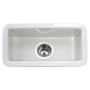 Nantucket Sinks CAPE189 Cape 9 1/4 Inch Single Bowl Fireclay Dualmount Bar-Prep Kitchen Sink - White