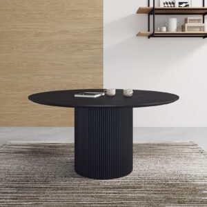 Manhattan Comfort Hathaway Modern 59.05 Solid Wood Round Dining Table in Black