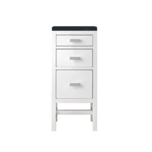 James Martin E444-BC15-GW-3CSP Addison 15 Inch Base Cabinet with Drawers in Glossy White with 3 CM Charcoal Soapstone Quartz Top