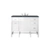 James Martin E444-V48-GW-3CSP Addison 48 Inch Single Vanity Cabinet in Glossy White with 3 CM Charcoal Soapstone Quartz Top