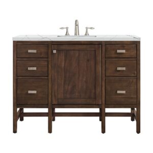 James Martin E444-V48-MCA-3ENC Addison 48 Inch Single Vanity Cabinet with Ethereal Noctis Quartz Top - Mid Century Acacia