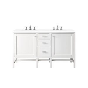 James Martin E444-V60D-3WZ Addison 60 Inch Double Vanity Cabinet with 3cm White Zeus Quartz Top