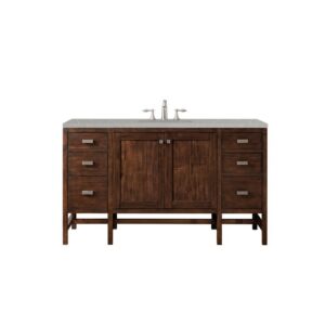 James Martin E444-V60S-MCA-3ESR Addison 60 Inch Single Vanity Cabinet in Mid Century Acacia with 3 CM Eternal Serena Quartz Top