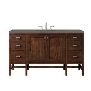 James Martin E444-V60S-MCA-3GEX Addison 60 Inch Single Vanity Cabinet in Mid Century Acacia with 3 cm Grey Expo Quartz Top with Sink