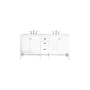 James Martin E444-V72-GW-3CAR Addison 72 Inch Double Vanity Cabinet in Glossy White with 3 CM Carrara White Top