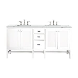 James Martin E444-V72-GW-3ENC Addison 72 Inch Double Vanity Cabinet with Ethereal Noctis Top - Glossy White