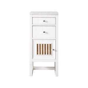 James Martin E645-B15L-GW-3AF Athens 15 Inch Cabinet with Drawers and Door in Glossy White with 3 CM Arctic Fall Solid Surface Top