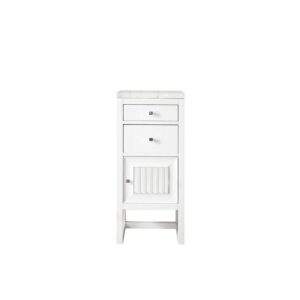 James Martin E645-B15R-GW-3EJP Athens 15 Inch Cabinet with Drawers and Door in Glossy White with 3 CM Eternal Jasmine Pearl Quartz Top