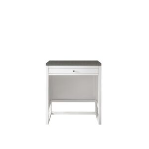 James Martin E645-DU30-GW-3GEX Athens 30 Inch Countertop Unit (makeup counter) in Glossy White with 3 CM Grey Expo Quartz Top