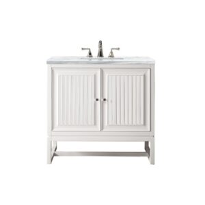 James Martin E645-V36-GW-3AF Athens 36 Inch Single Vanity Cabinet in Glossy White with 3 CM Arctic Fall Solid Surface Countertop