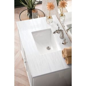 James Martin E645-V36-GW-3AF Athens 36 Inch Single Vanity Cabinet in Glossy White with 3 CM Arctic Fall Solid Surface Countertop