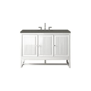 James Martin E645-V48-GW-3GEX Athens 48 Inch Single Vanity Cabinet in Glossy White with 3 CM Grey Expo Quartz Top