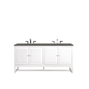 James Martin E645-V72-GW-3GEX Athens 72 Inch Double Vanity Cabinet in Glossy White with 3 CM Grey Expo Quartz Top