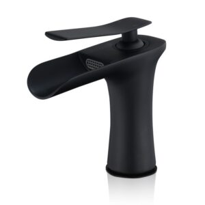 Altair F0511-BAF-MB Mayen 6 1/4 Inch Single Hole Waterfall Bathroom Faucet - Matte Black