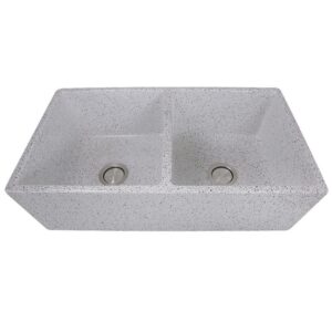 Nantucket Sinks FCFS3318D-PietraSarda Vineyard Double Bowl Farmhouse Fireclay Sink in Pietra Sarda Finish