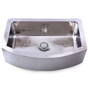 Nantucket Sinks FSSH3322 33 Inch Hand-Hammered Stainless Steel Farmhouse Apron Kitchen Sink