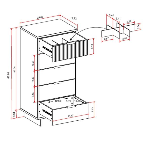 Manhattan Comfort 2-Piece Granville Modern Solid Wood Tall Narrow and Standard Dresser Set in Black