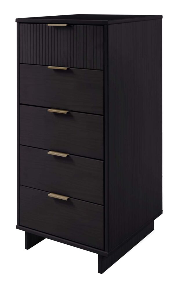 Manhattan Comfort 2-Piece Granville Modern Solid Wood Tall Narrow and Standard Dresser Set in Black