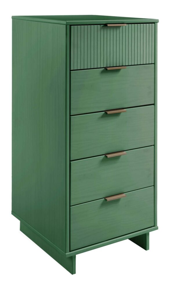 Manhattan Comfort 2-Piece Granville Modern Solid Wood Tall Narrow and Standard Dresser Set in Sage Green