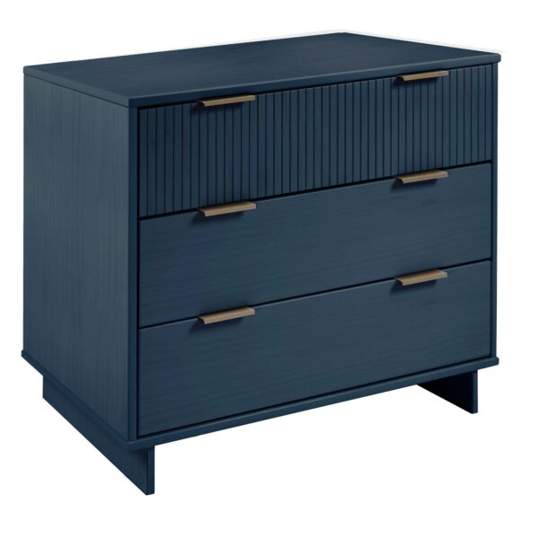 Manhattan Comfort 2-Piece Granville Modern Solid Wood Tall Chest and Standard Dresser Set in Midnight Blue