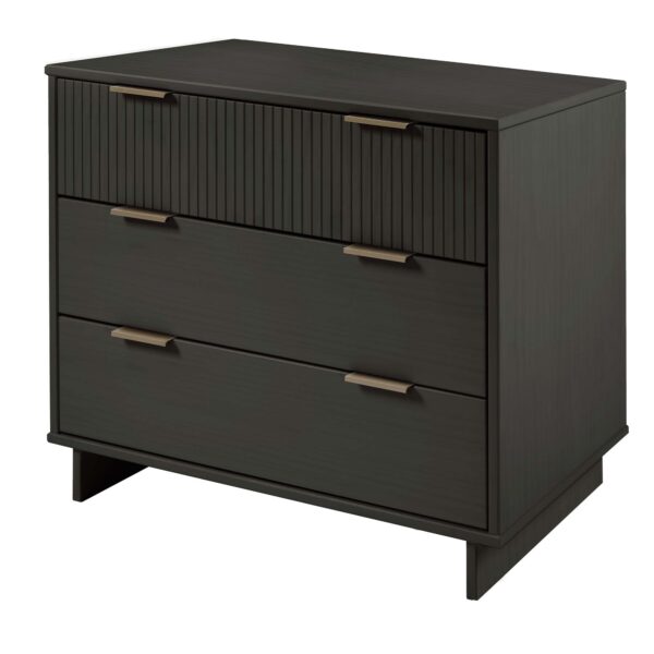 Manhattan Comfort 2-Piece Granville Modern Solid Wood Tall Chest and Standard Dresser Set in Dark Grey