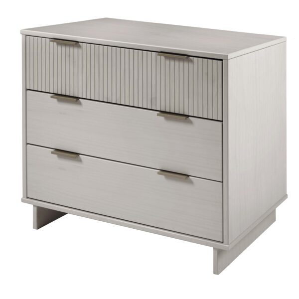 Manhattan Comfort 2-Piece Granville Modern Solid Wood Tall Chest and Standard Dresser Set in Light Grey