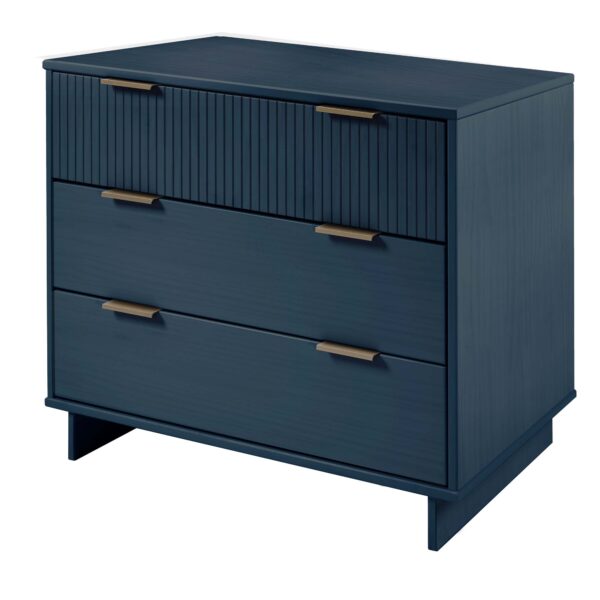 Manhattan Comfort 2-Piece Granville Modern Solid Wood Standard Dresser and Nightstand Set in Midnight Blue
