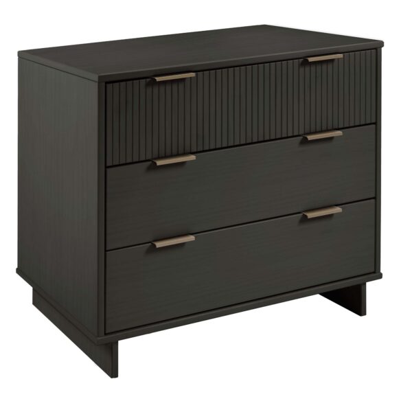 Manhattan Comfort 2-Piece Granville Modern Solid Wood Standard Dresser and Nightstand Set in Dark Grey