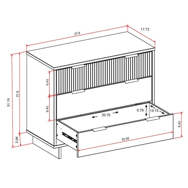 Manhattan Comfort 2-Piece Granville Modern Solid Wood Standard Dresser and Nightstand Set in Light Grey