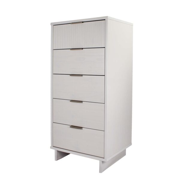 Manhattan Comfort 3-Piece Granville Modern Solid Wood Standard Dresser, Tall Narrow Chest and Nightstand Set in White