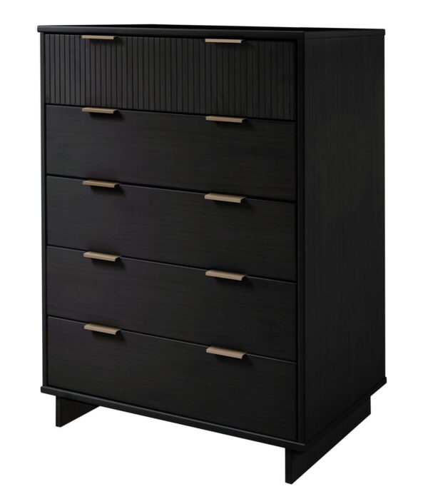 Manhattan Comfort 2-Piece Granville Modern Solid Wood Tall Chest and Double Dresser Set in Black
