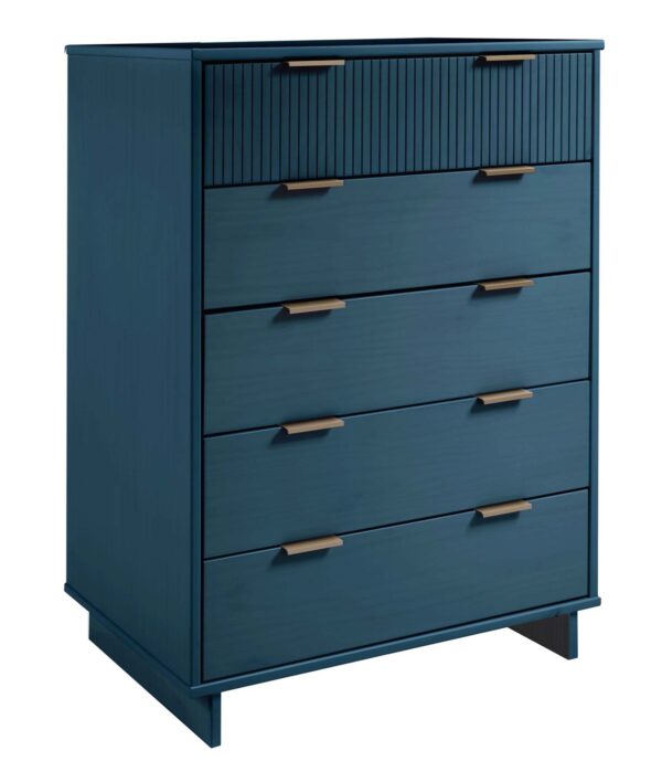 Manhattan Comfort 2-Piece Granville Modern Solid Wood Tall Chest and Double Dresser Set in Midnight Blue