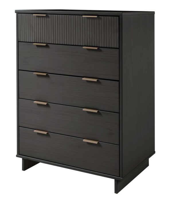 Manhattan Comfort 2-Piece Granville Modern Solid Wood Tall Chest and Double Dresser Set in Dark Grey
