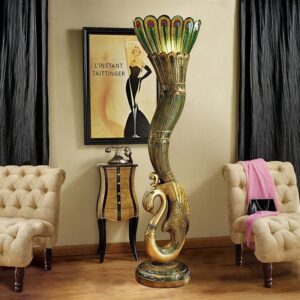 Design Toscano KY8012 Art Deco 19 Inch Peacock Floor Lamp