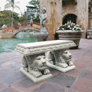 Design Toscano NG31140 29 1/2 Inch Grand Lion Bench of St Johns Square