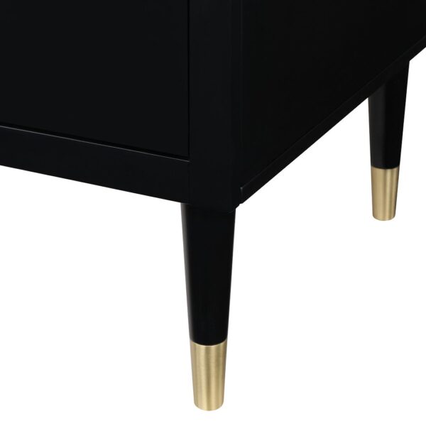 Manhattan Comfort Stanton Modern Nightstand with 2 Full Extension Drawers and Solid Wood Legs in Black
