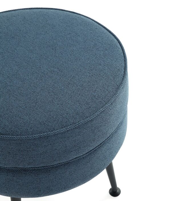 Manhattan Comfort Bailey Mid-Century Modern Woven Polyester Blend Upholstered Ottoman in Blue with Black Feet