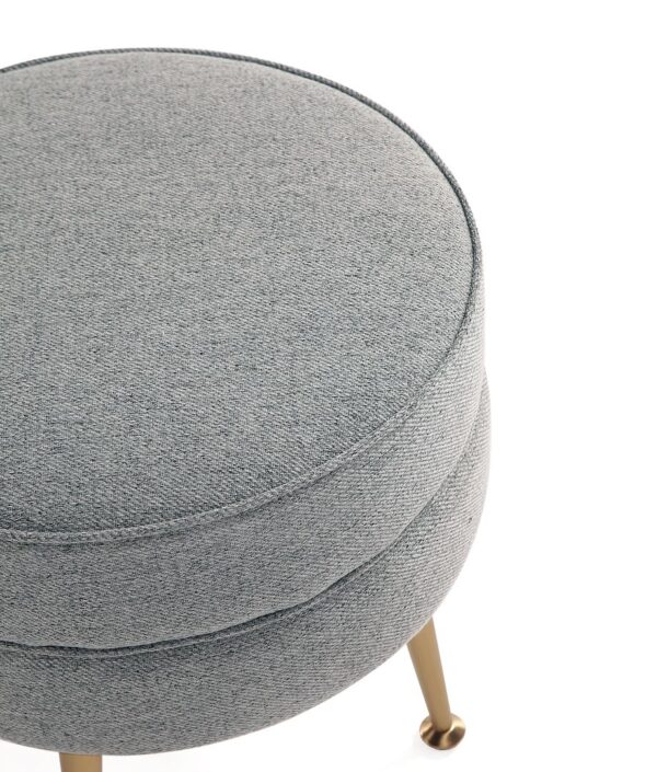Manhattan Comfort Bailey Mid-Century Modern Woven Polyester Blend Upholstered Ottoman in Grey with Gold Feet
