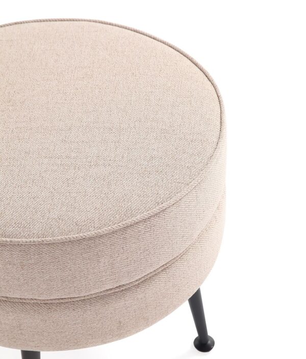Manhattan Comfort Bailey Mid-Century Modern Woven Polyester Blend Upholstered Ottoman in Oatmeal  with Black Feet