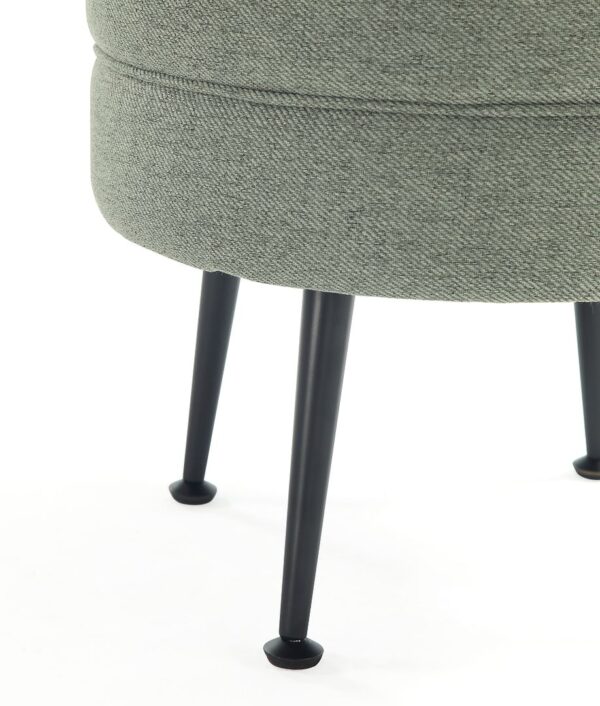 Manhattan Comfort Bailey Mid-Century Modern Woven Polyester Blend Upholstered Ottoman in Sage Green with Black Feet