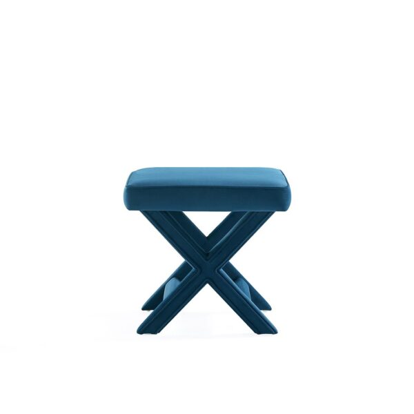 Manhattan Comfort Abigail Mid-Century Modern Velvet Upholstered Bench in Blue