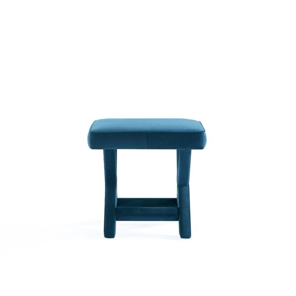 Manhattan Comfort Abigail Mid-Century Modern Velvet Upholstered Bench in Blue