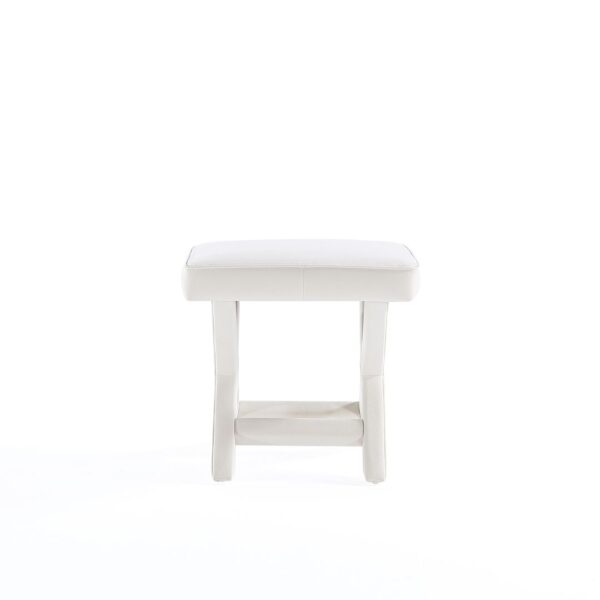 Manhattan Comfort Abigail Mid-Century Modern Velvet Upholstered Bench in Cream